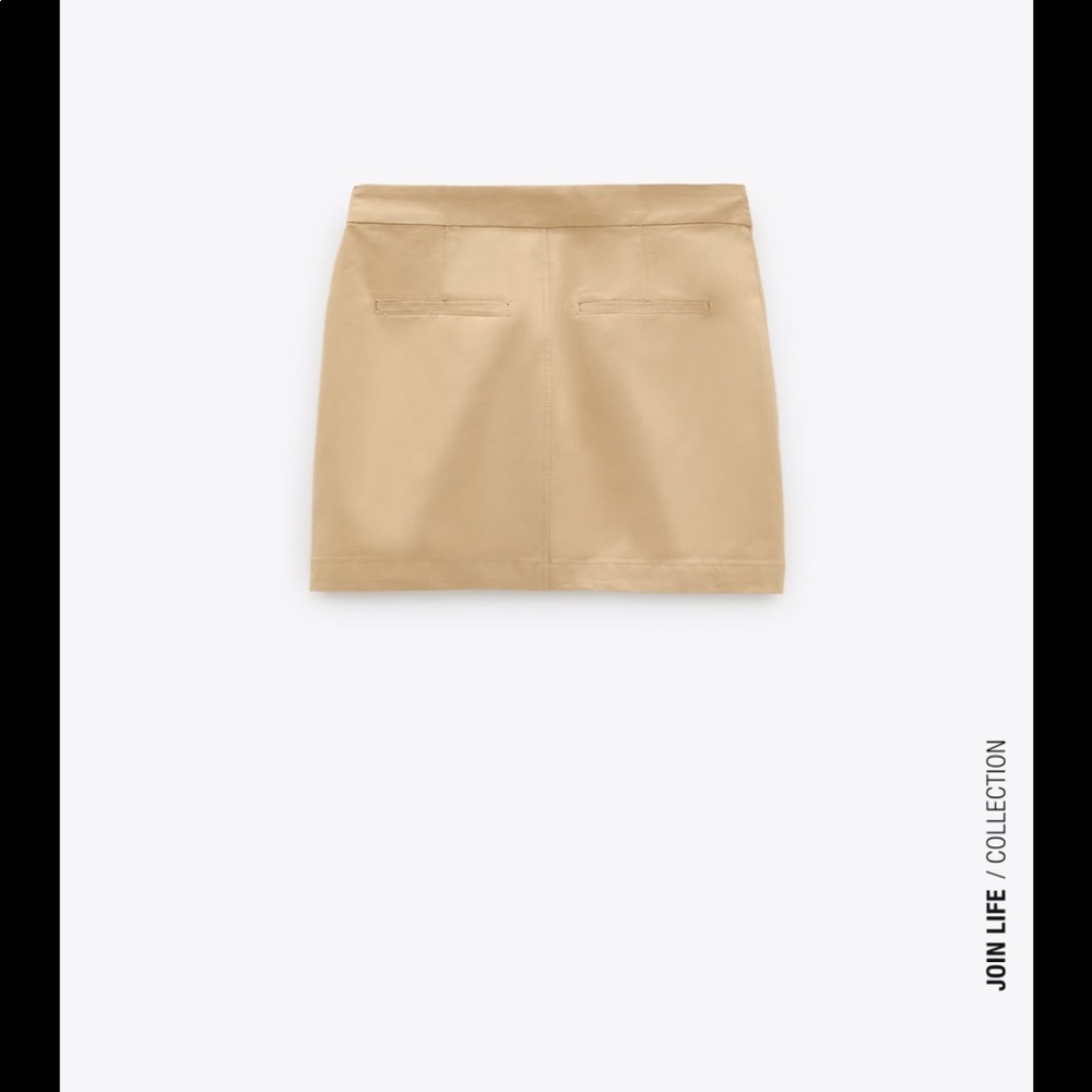 ❌SOLD❌ ZARA RUSTIC MINI SKIRT LIGHT CAMEL SMALL - Picture 3 of 7